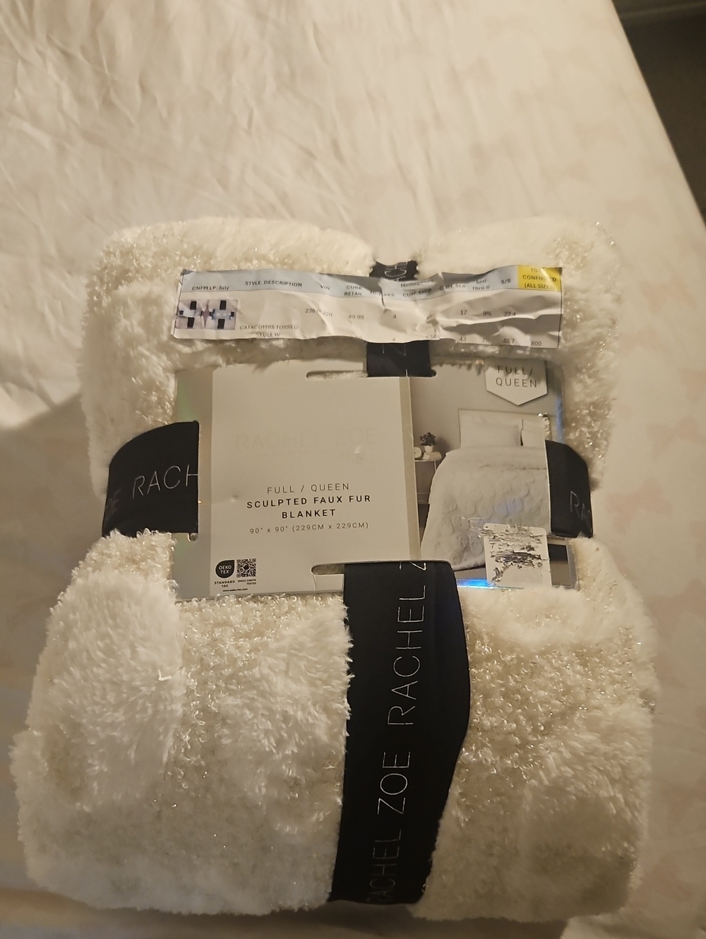 Rachel Zoe Sculpted Faux Fur Blanket - Ivory